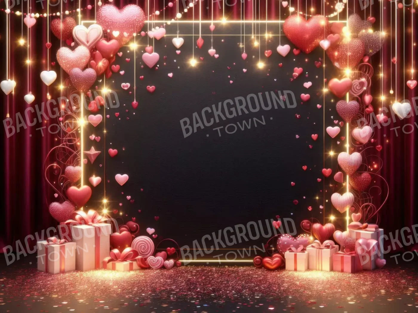 Valentines Hearts 6’8X5’ Fleece (80 X 60 Inch) Backdrop