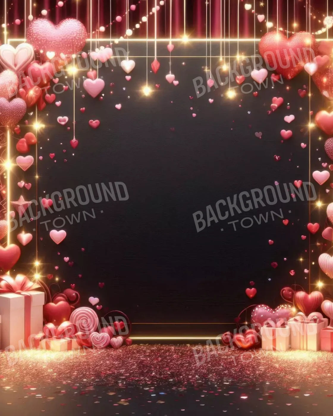 Valentines Hearts 8’X10’ Fleece (96 X 120 Inch) Backdrop