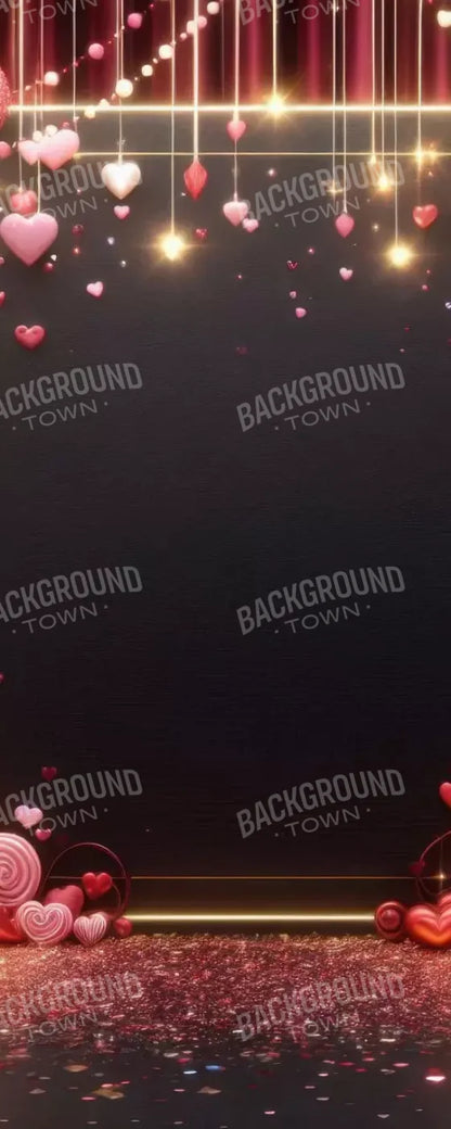 Valentines Hearts 8’X20’ Ultracloth (96 X 240 Inch) Backdrop