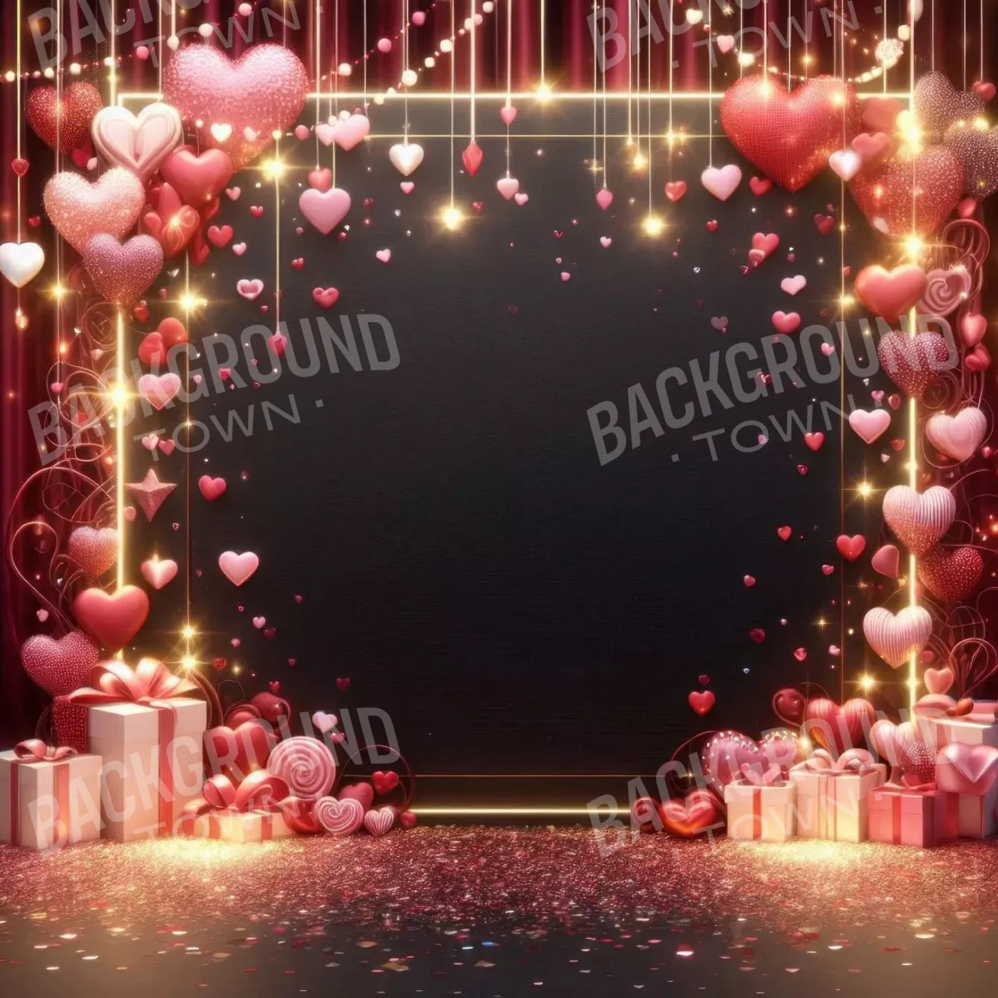 Valentines Hearts 8’X8’ Fleece (96 X Inch) Backdrop