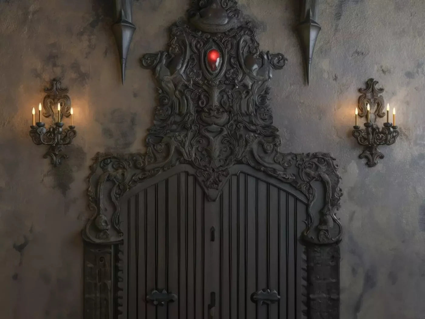 Vampire Bedroom Wall Ii 6’8X5’ Fleece (80 X 60 Inch) Backdrop