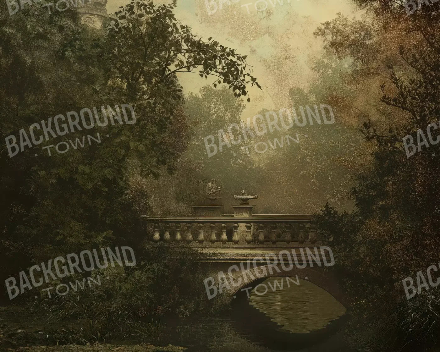 Victorian Bridge Over Water 10’x8’ Fleece (120 x 96 inch) Backdrop