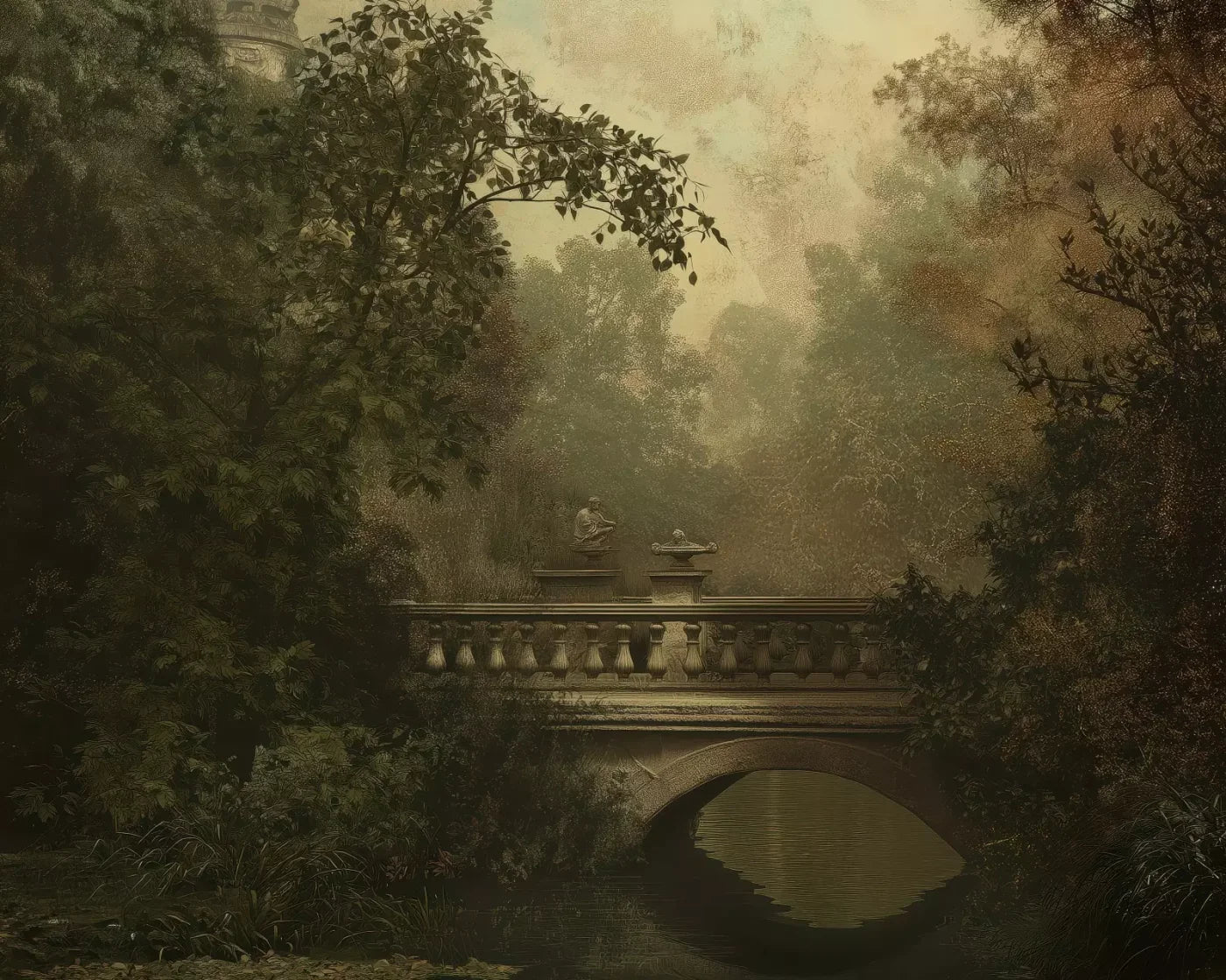 Victorian Bridge Over Water 10’x8’ Fleece (120 x 96 inch) Backdrop