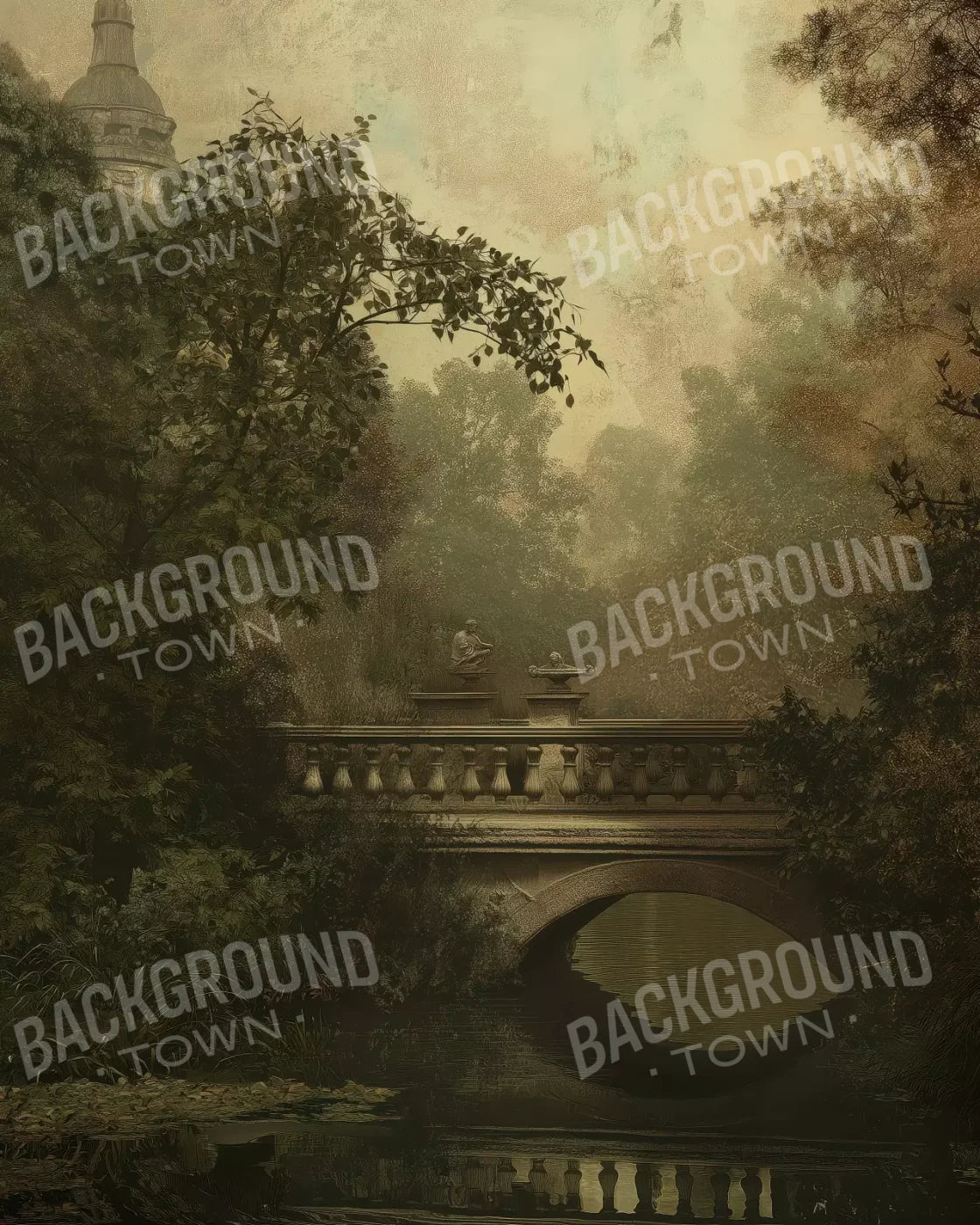 Victorian Bridge Over Water 8’x10’ Fleece (96 x 120 inch) Backdrop