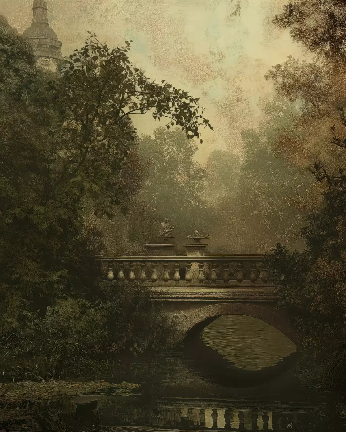 Victorian Bridge Over Water 8’x10’ Fleece (96 x 120 inch) Backdrop