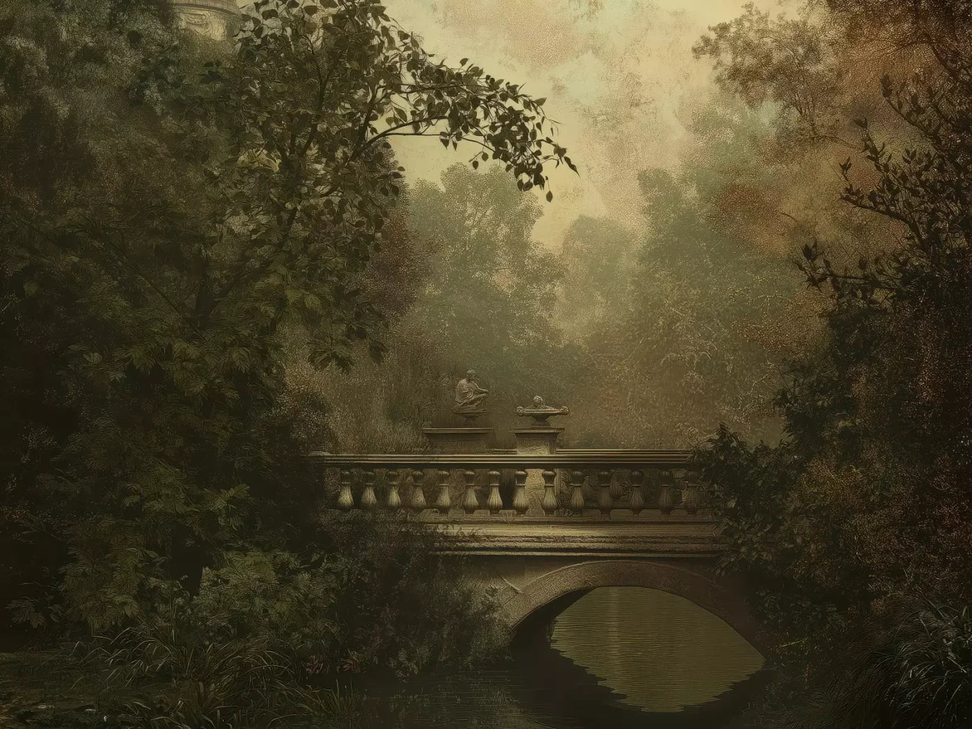Victorian Bridge Over Water 8’x6’ Fleece (96 x 72 inch) Backdrop