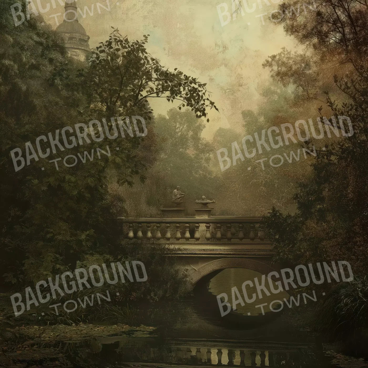 Victorian Bridge Over Water 8’x8’ Fleece (96 x 96 inch) Backdrop