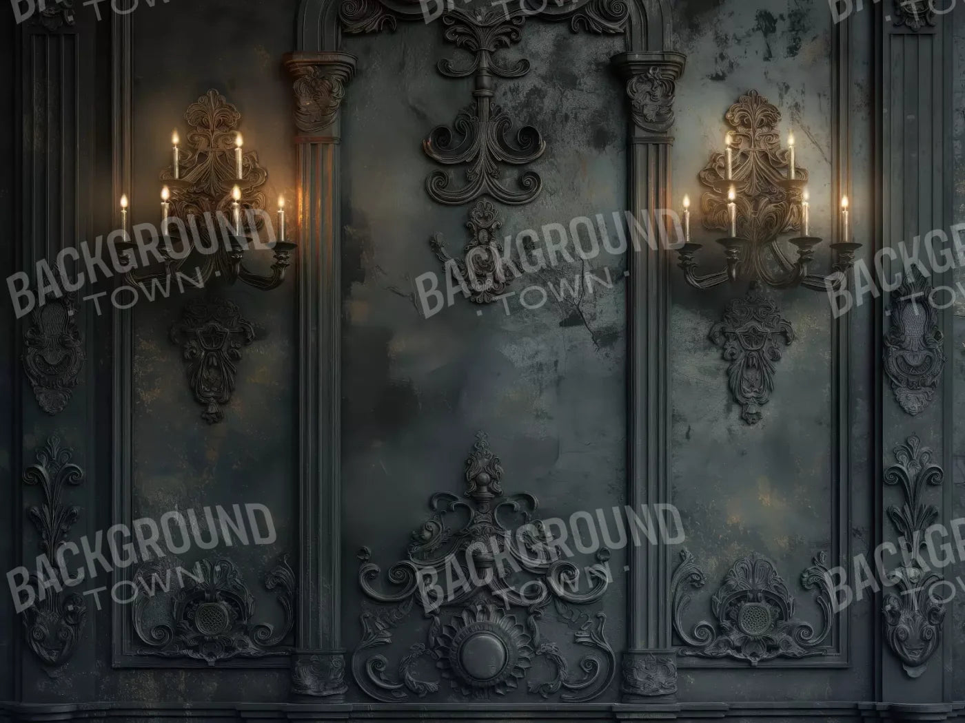 Victorian Candle Sconces 6’8x5’ Fleece (80 x 60 inch) Backdrop
