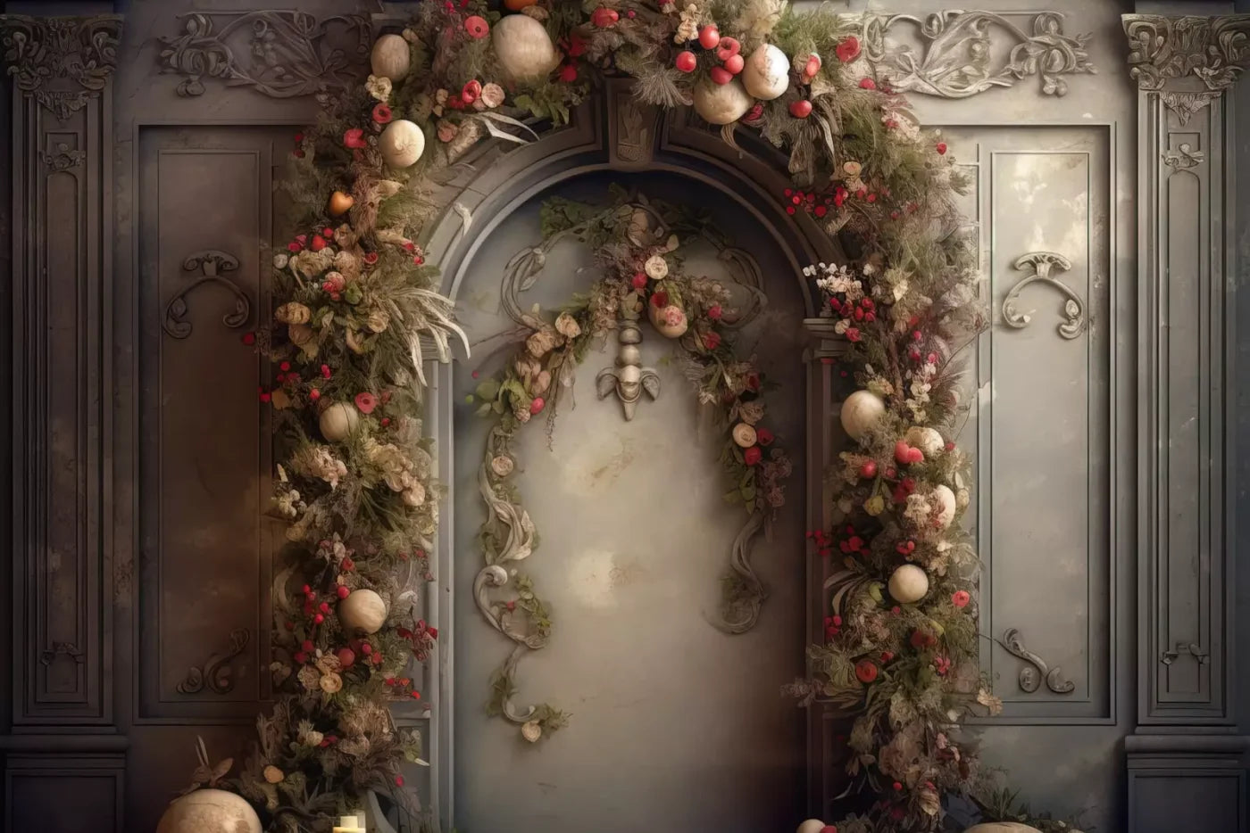 Victorian Christmas Arch 12’X8’ Ultracloth (144 X 96 Inch) Backdrop