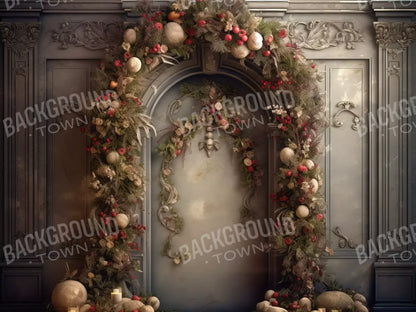 Victorian Christmas Arch 6’8X5’ Fleece (80 X 60 Inch) Backdrop