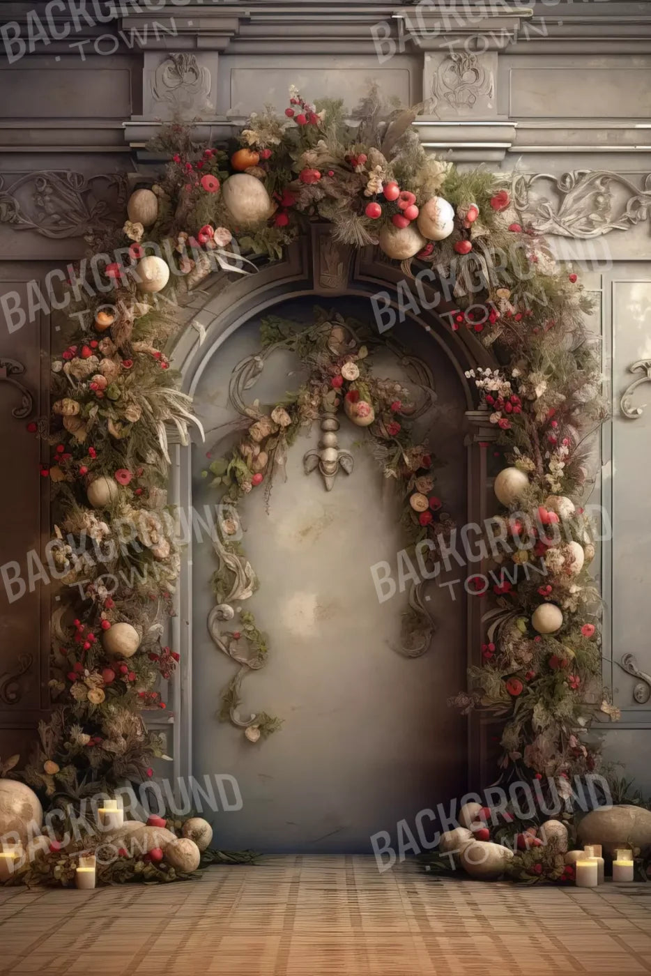Victorian Christmas Arch 8’X12’ Ultracloth (96 X 144 Inch) Backdrop