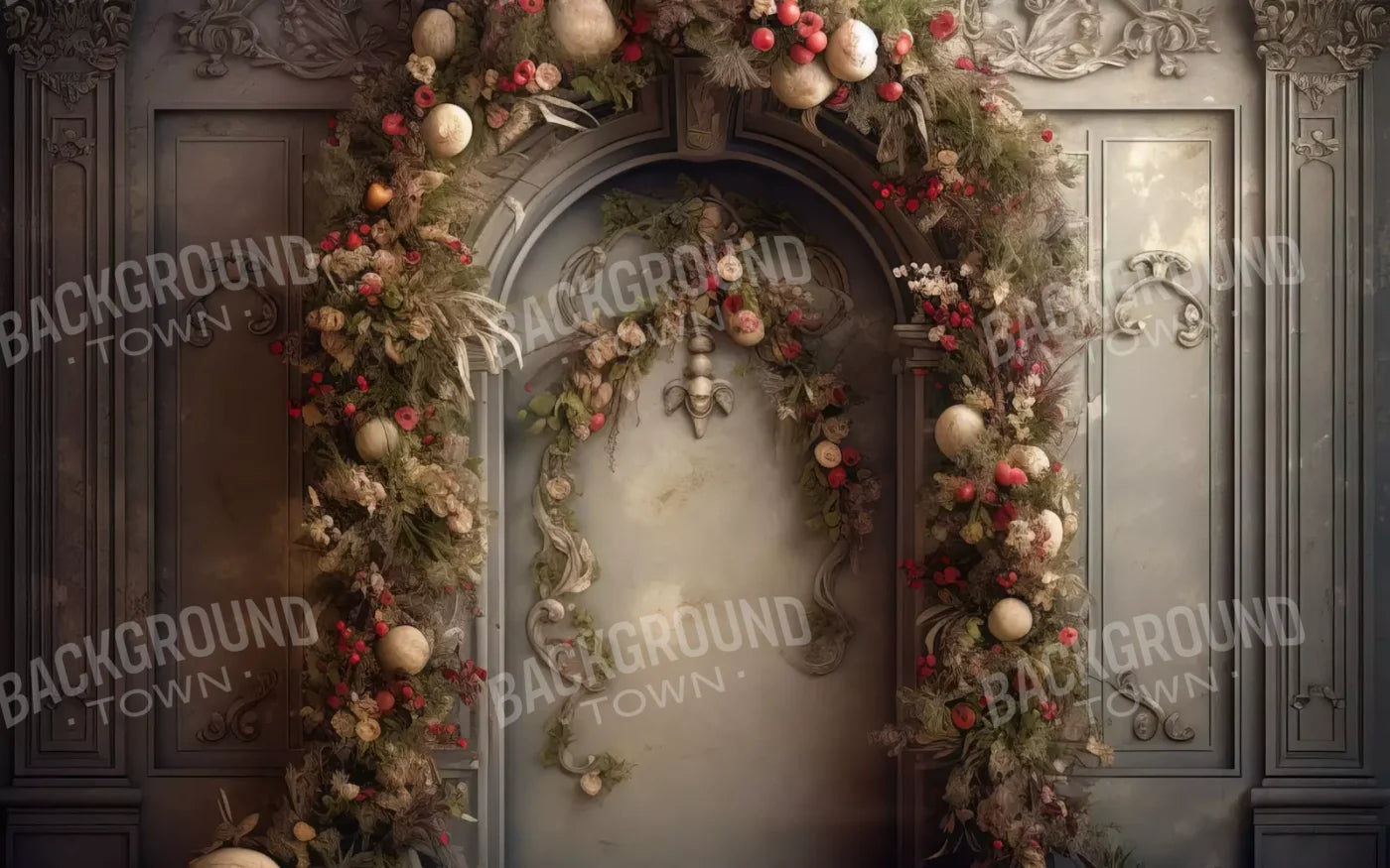 Victorian Christmas Arch 8’X5’ Ultracloth (96 X 60 Inch) Backdrop