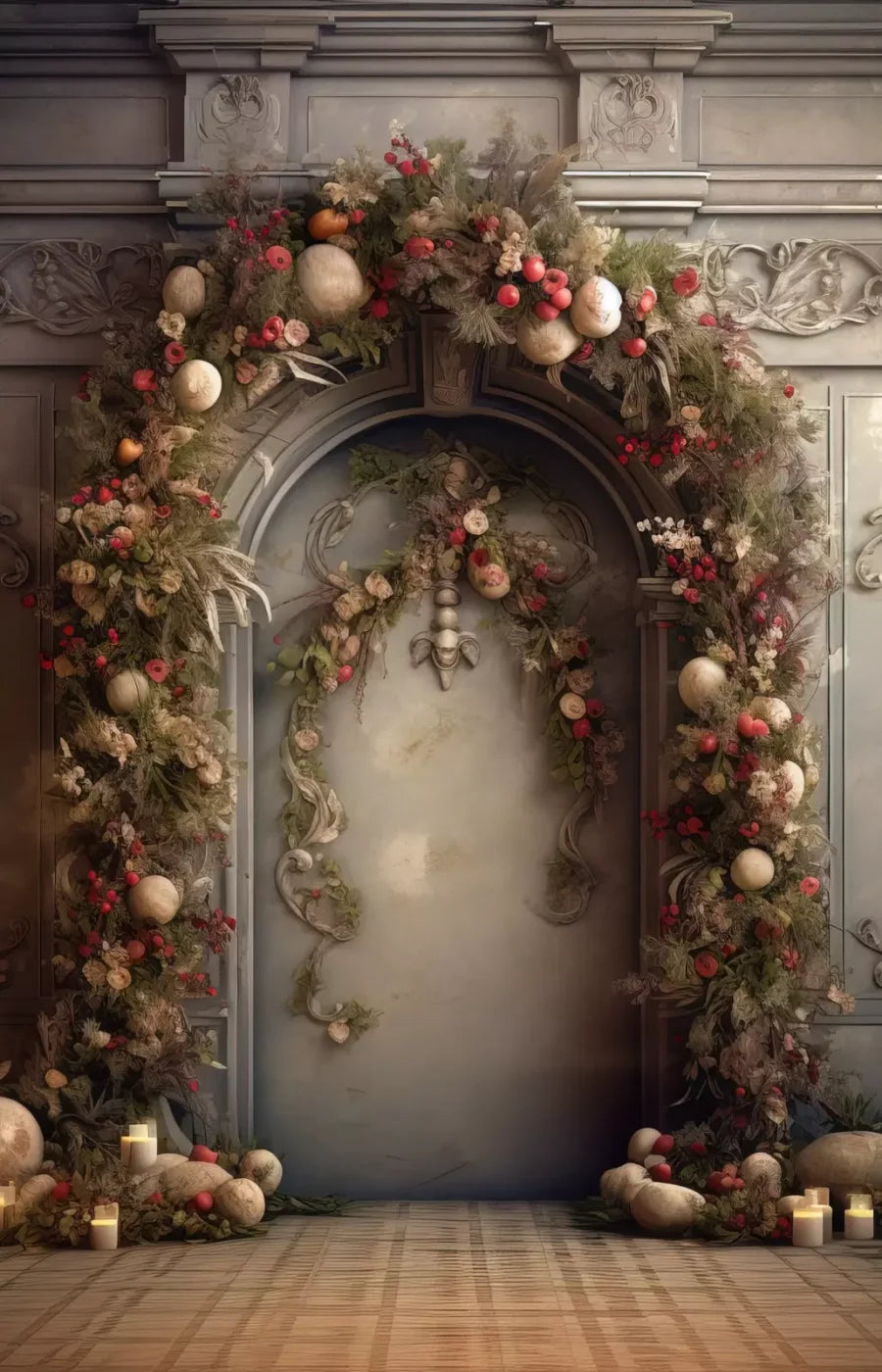 Victorian Christmas Arch 9’X14’ Ultracloth (108 X 168 Inch) Backdrop