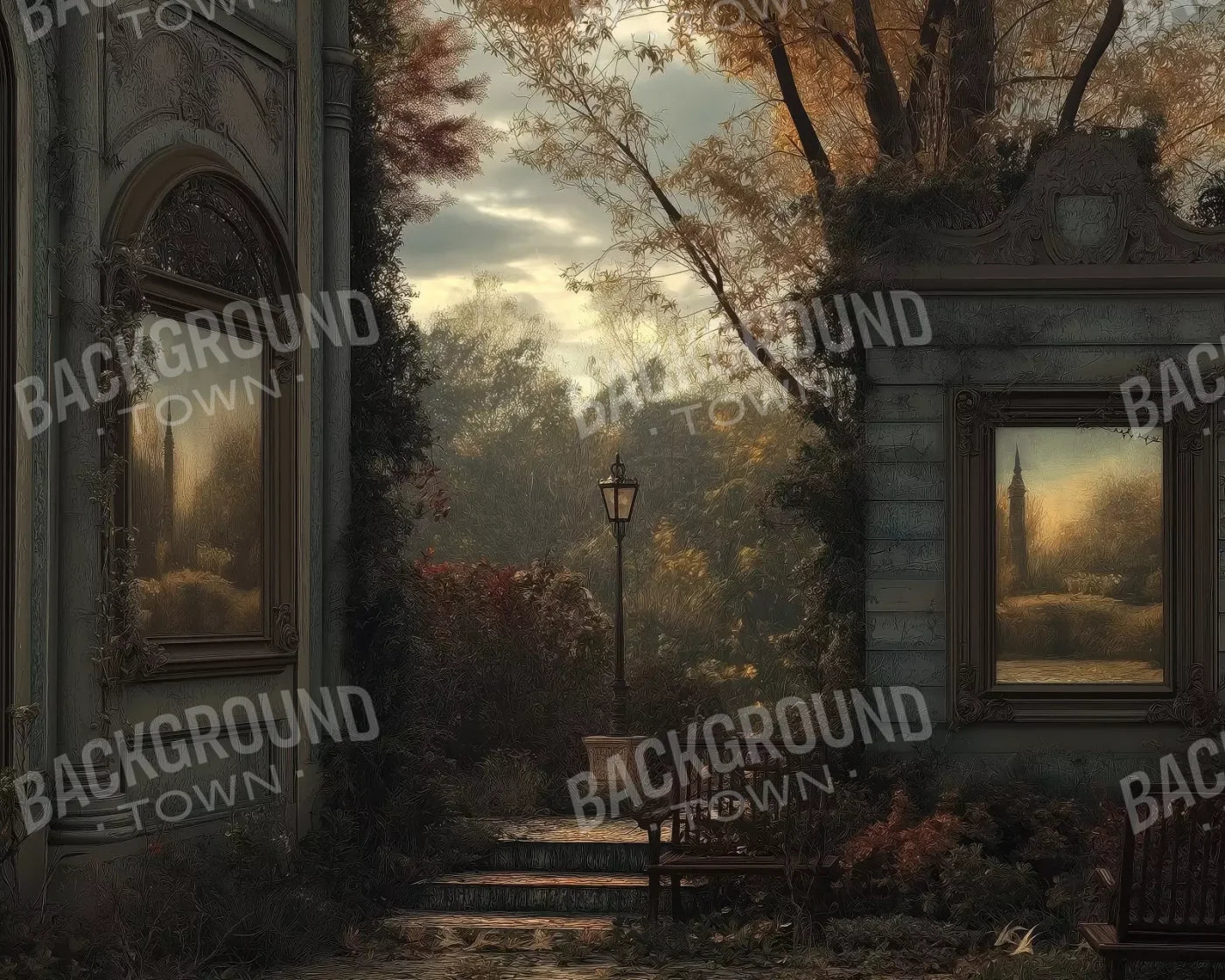 Victorian Courtyard 10’x8’ Fleece (120 x 96 inch) Backdrop