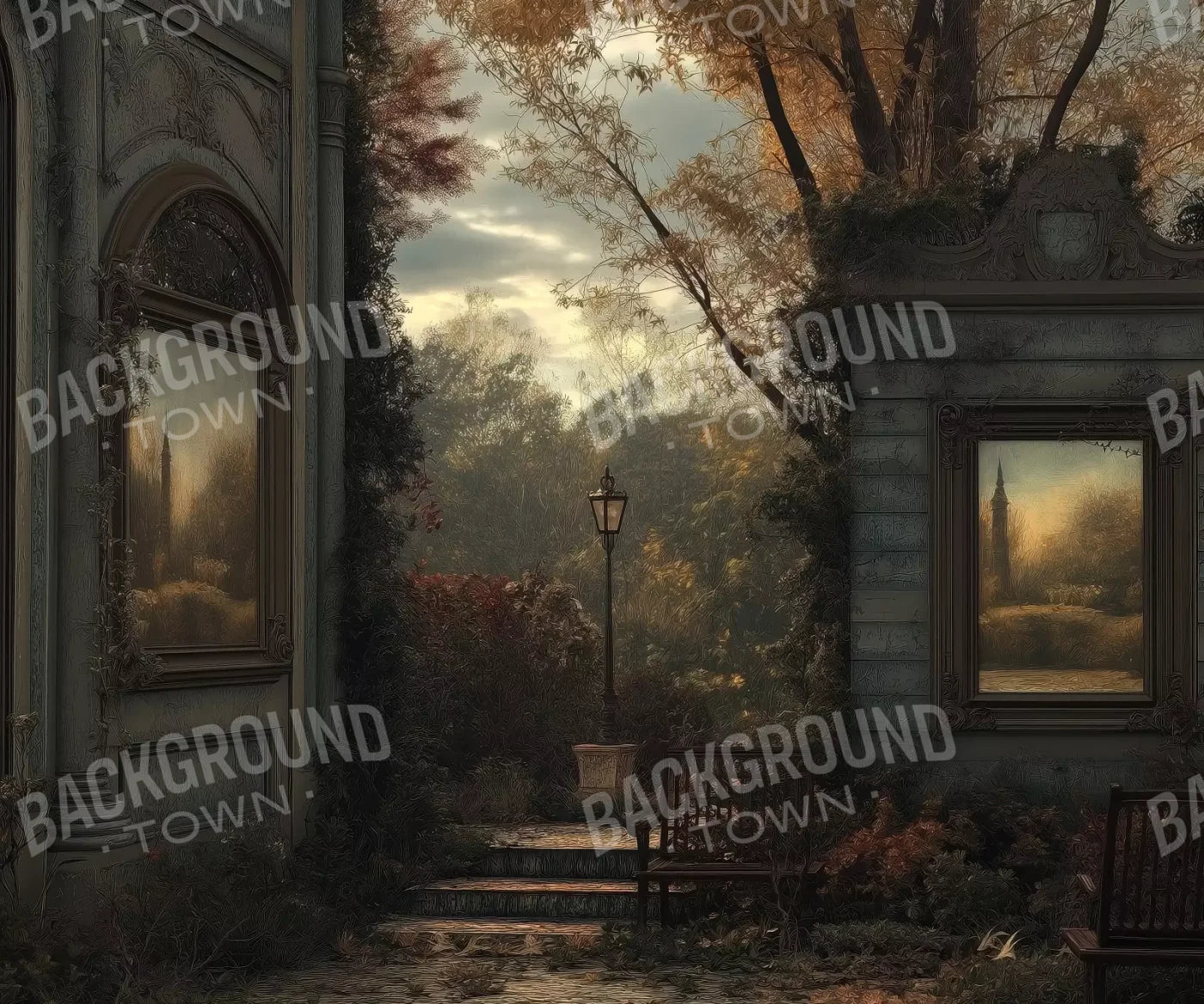 Victorian Courtyard 5’x4’2 Fleece (60 x 50 inch) Backdrop