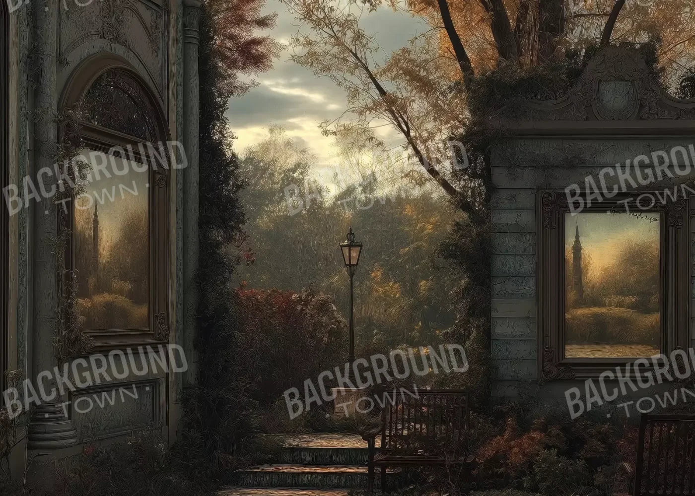 Victorian Courtyard 7’x5’ UltraCloth (84 x 60 inch) Backdrop