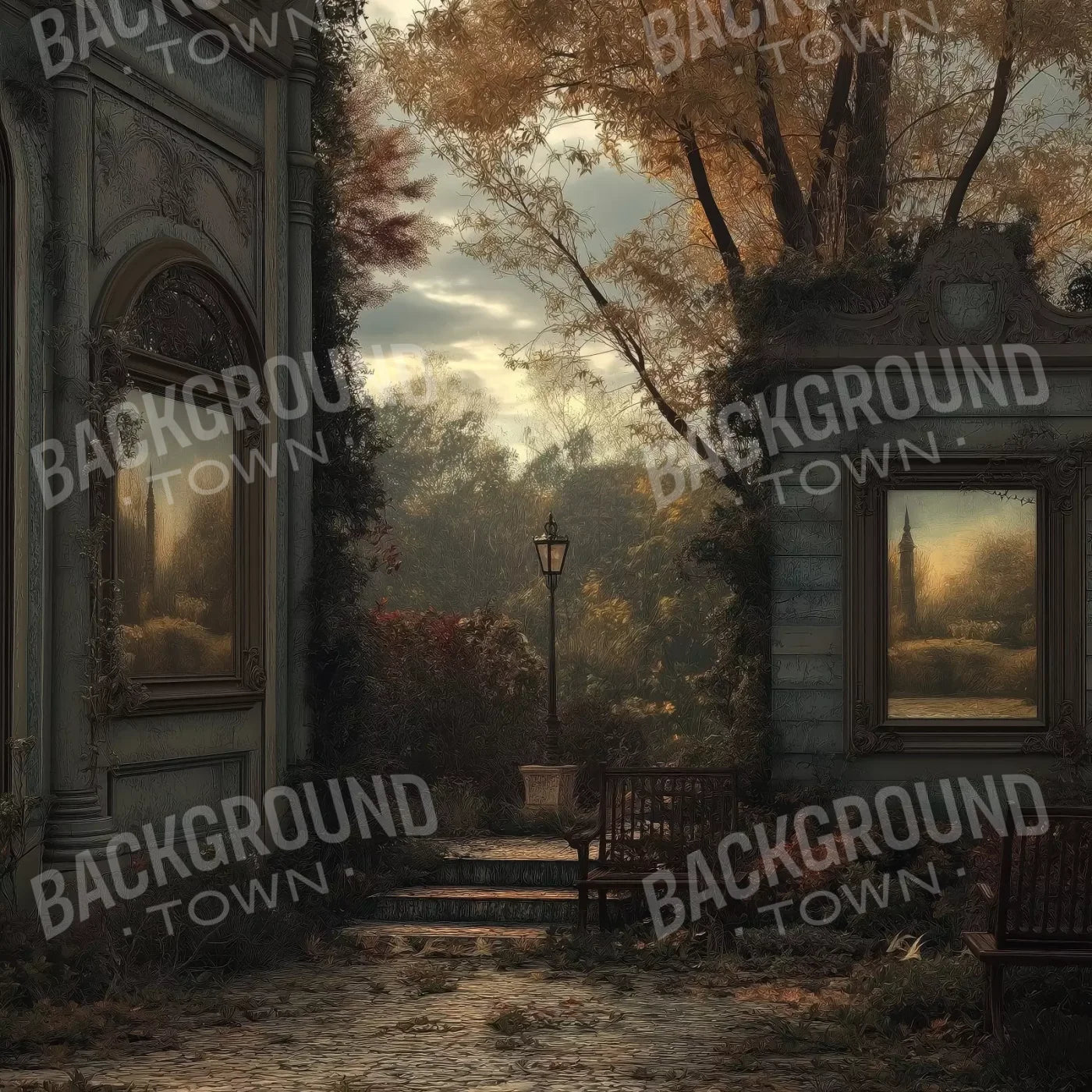 Victorian Courtyard 8’x8’ Fleece (96 x 96 inch) Backdrop