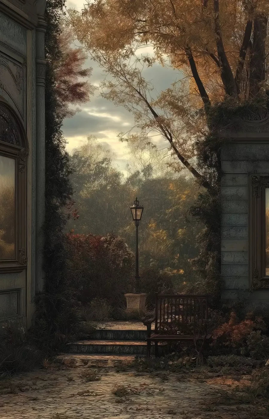Victorian Courtyard 9’x14’ UltraCloth (108 x 168 inch) Backdrop