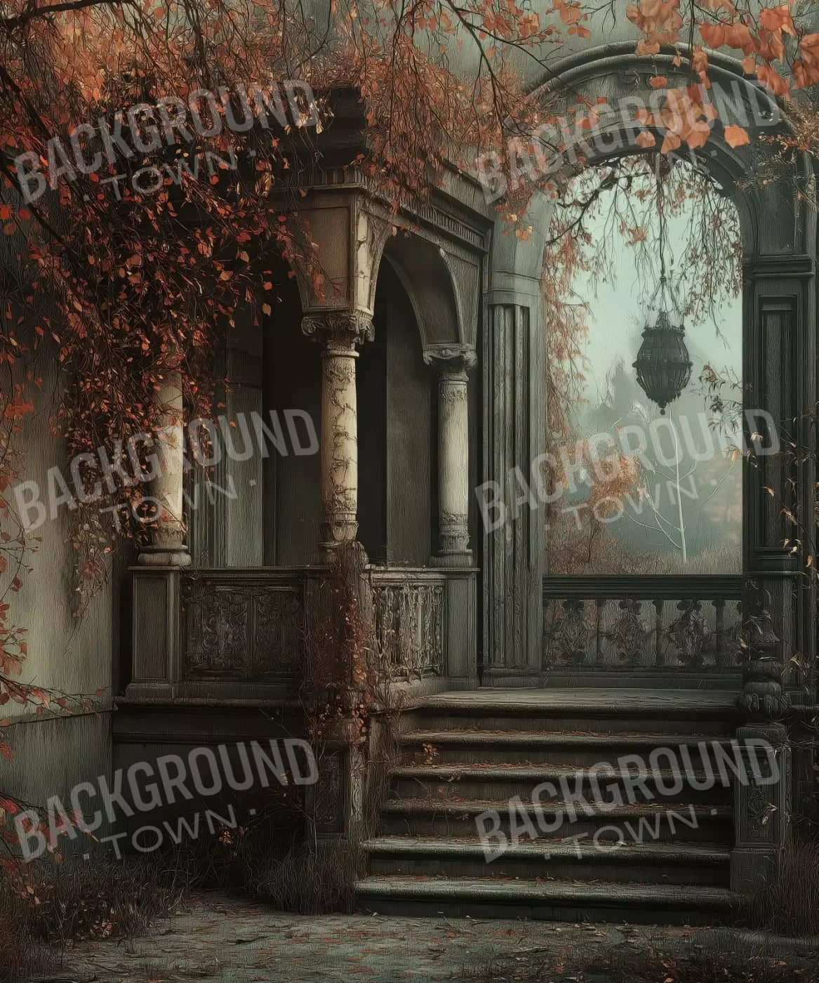 Victorian Courtyard Stairs 10’x12’ UltraCloth (120 x 144 inch) Backdrop