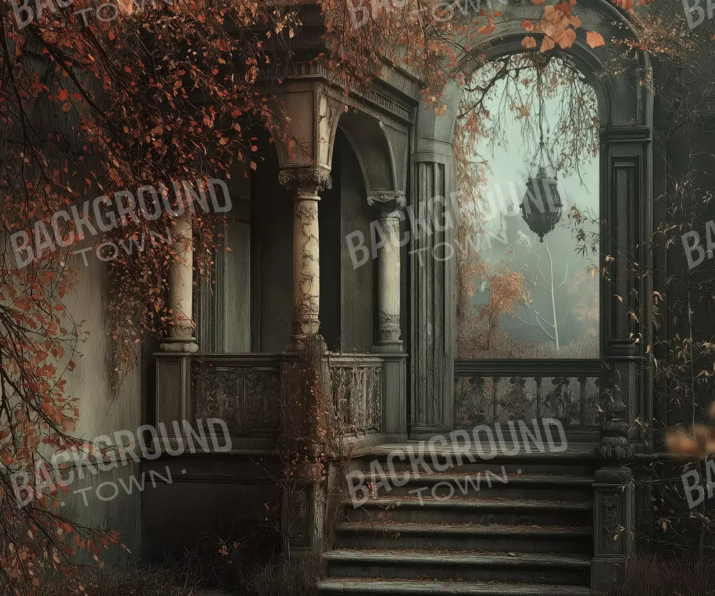 Victorian Courtyard Stairs 12’x10’ UltraCloth (144 x 120 inch) Backdrop