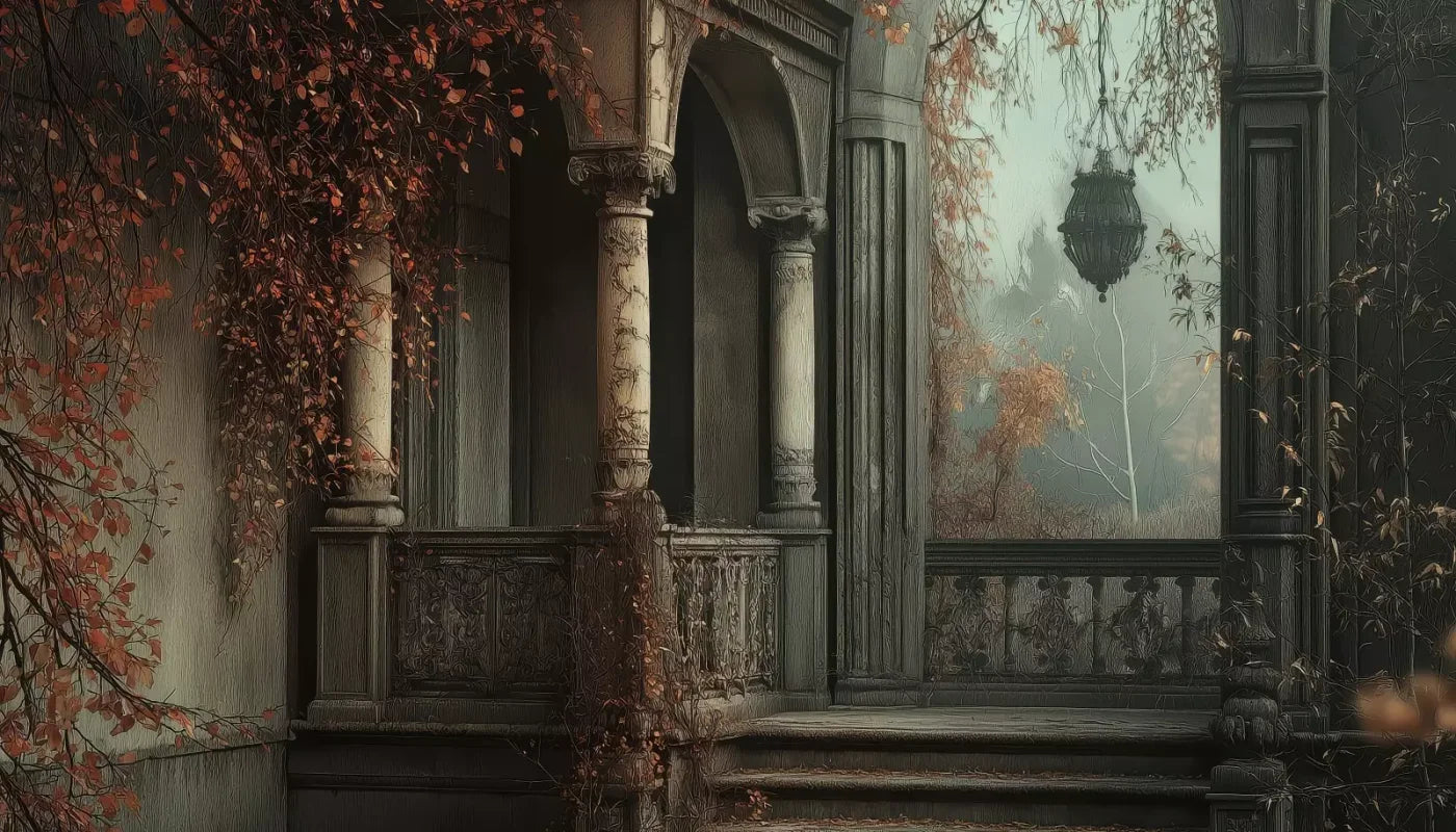 Victorian Courtyard Stairs 14’x8’ UltraCloth (168 x 96 inch) Backdrop