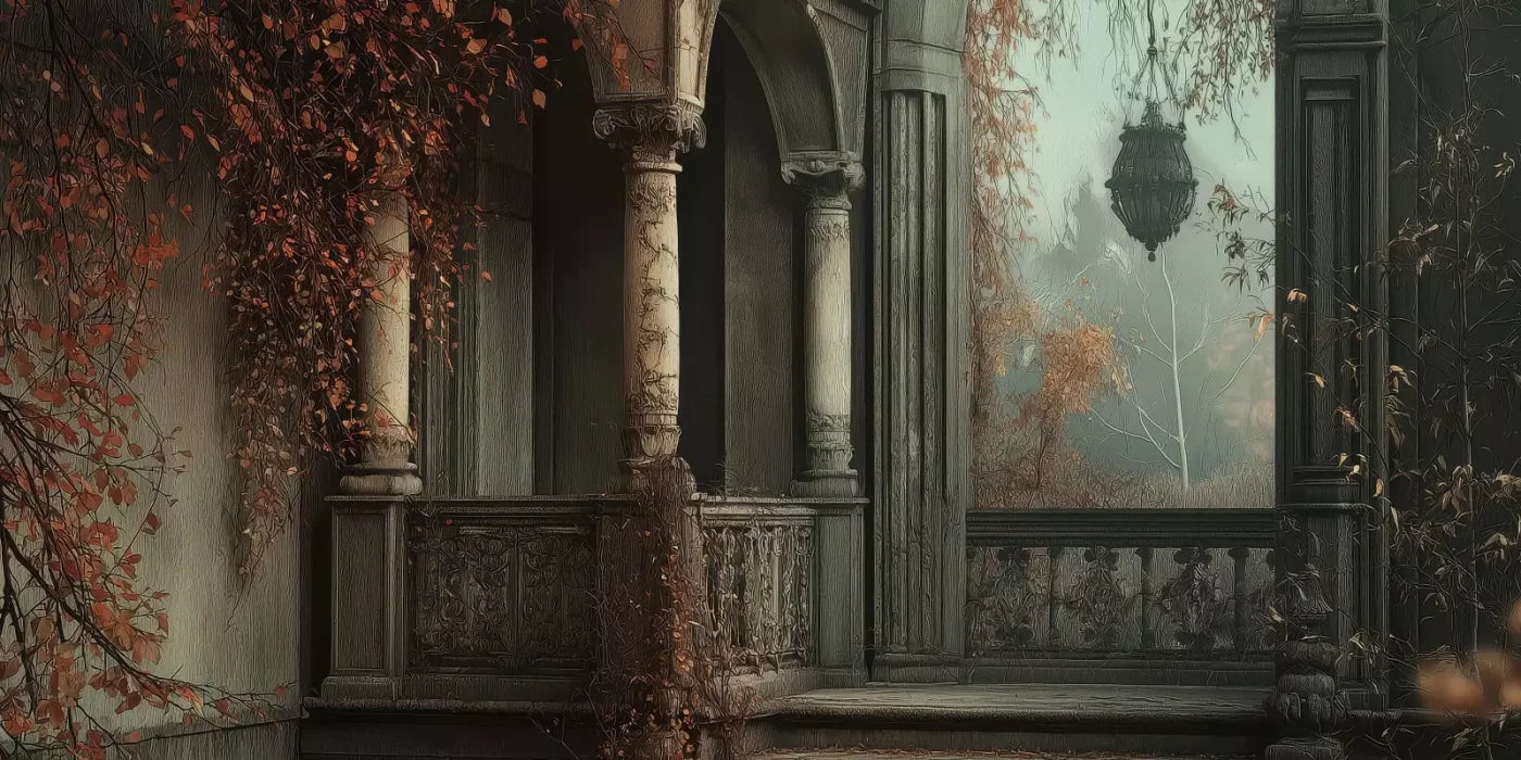 Victorian Courtyard Stairs 16’x8’ UltraCloth (192 x 96 inch) Backdrop