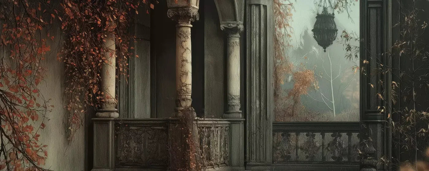 Victorian Courtyard Stairs 20’x8’ UltraCloth (240 x 96 inch) Backdrop