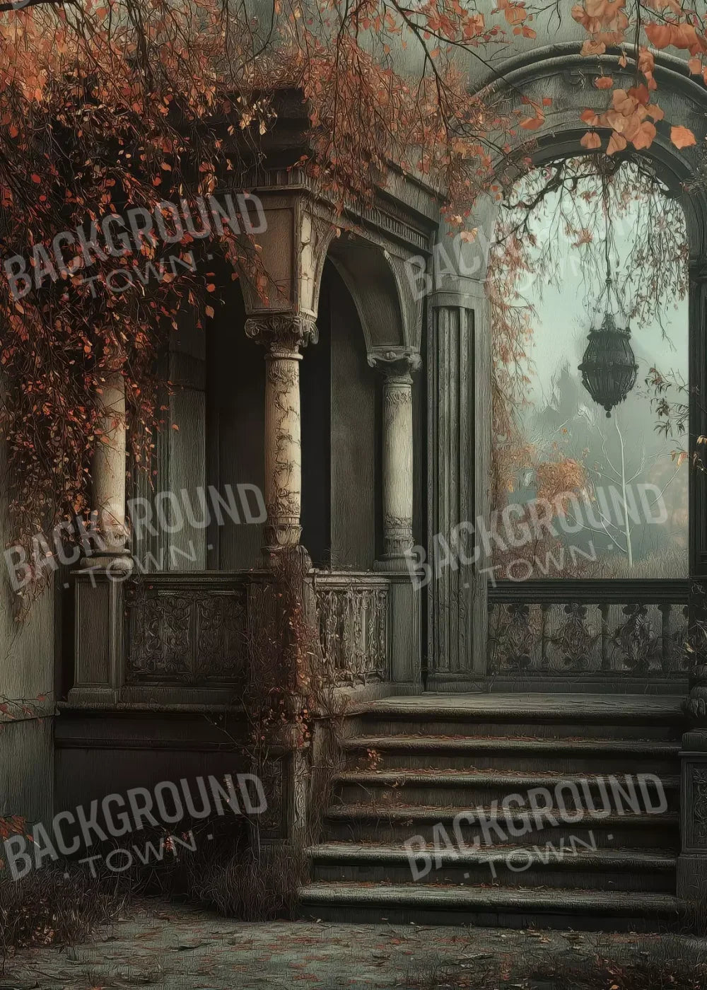 Victorian Courtyard Stairs 5’x7’ UltraCloth (60 x 84 inch) Backdrop
