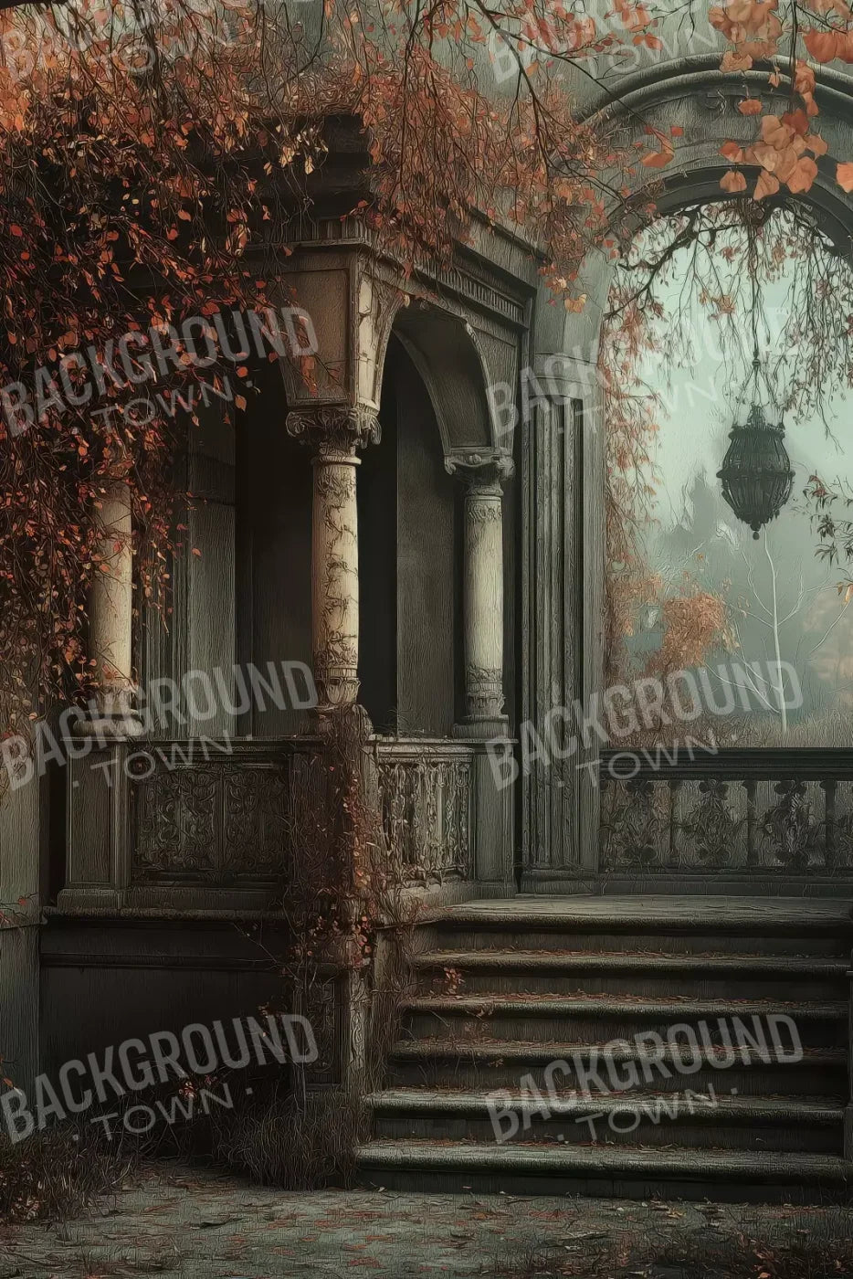 Victorian Courtyard Stairs 8’x12’ UltraCloth (96 x 144 inch) Backdrop