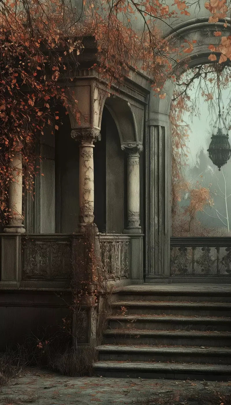 Victorian Courtyard Stairs 8’x14’ UltraCloth (96 x 168 inch) Backdrop