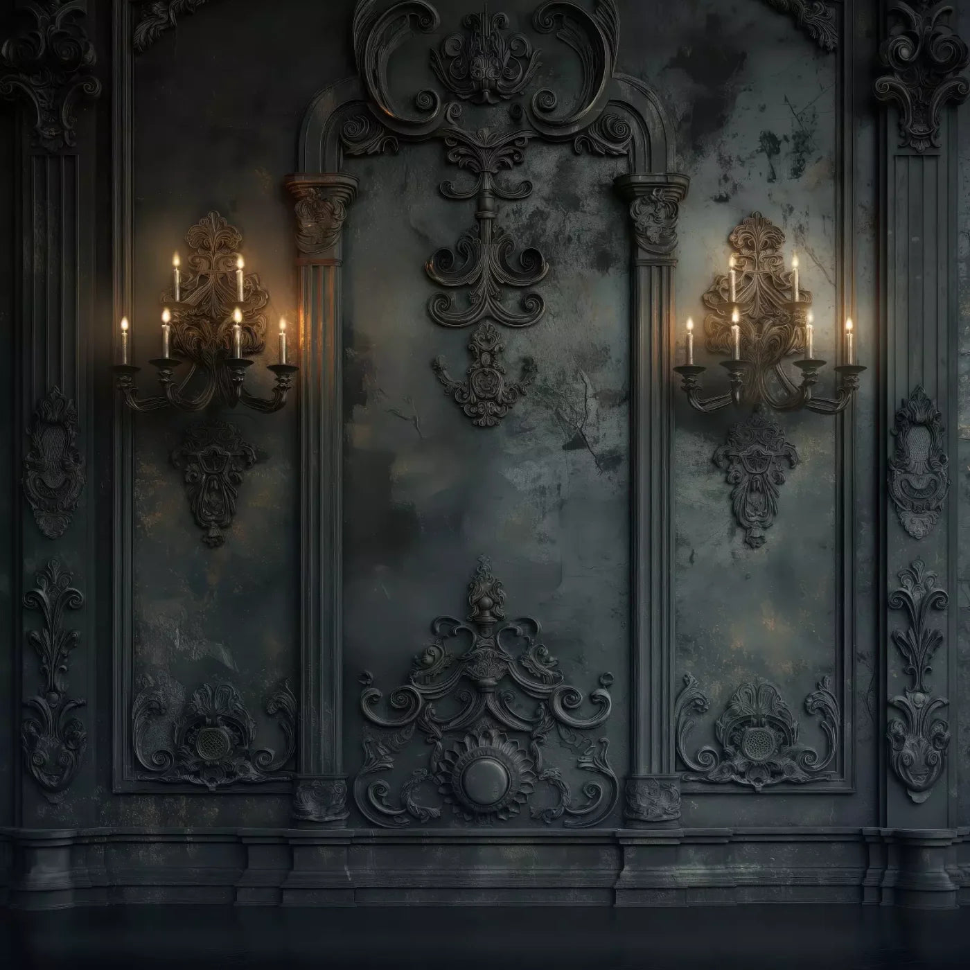 Victorian Gothic Candle Sconces 10’x10’ UltraCloth (120 x 120 inch) Backdrop