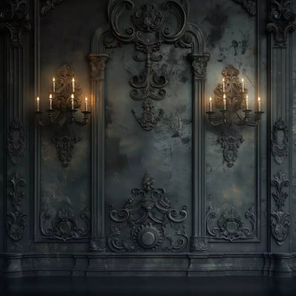 Victorian Gothic Candle Sconces 10’x10’ UltraCloth (120 x 120 inch) Backdrop