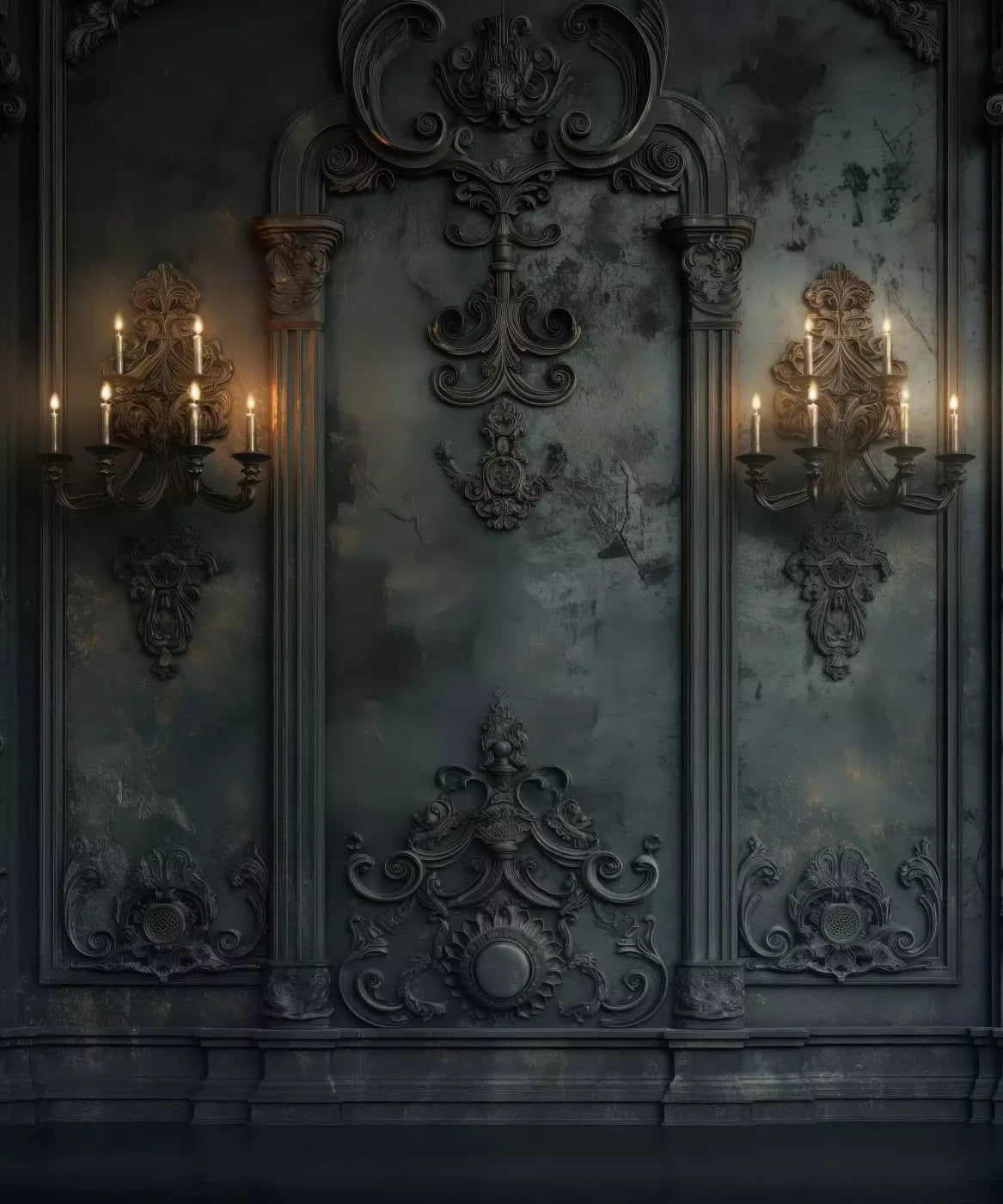 Victorian Gothic Candle Sconces 10’x12’ UltraCloth (120 x 144 inch) Backdrop