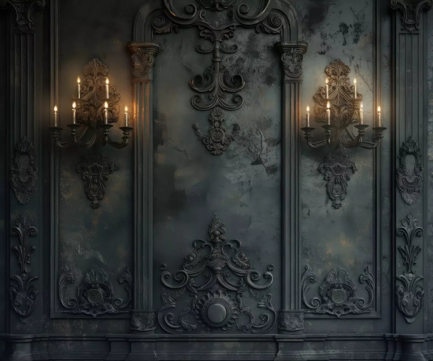 Victorian Gothic Candle Sconces 12’x10’ UltraCloth (144 x 120 inch) Backdrop