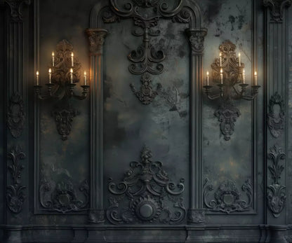 Victorian Gothic Candle Sconces 12’x10’ UltraCloth (144 x 120 inch) Backdrop
