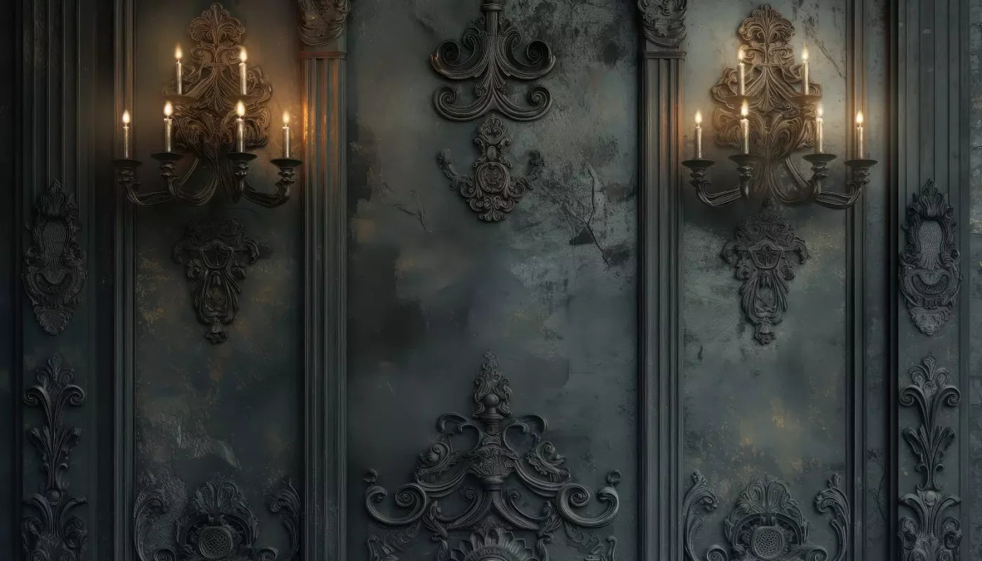 Victorian Gothic Candle Sconces 14’x8’ UltraCloth (168 x 96 inch) Backdrop