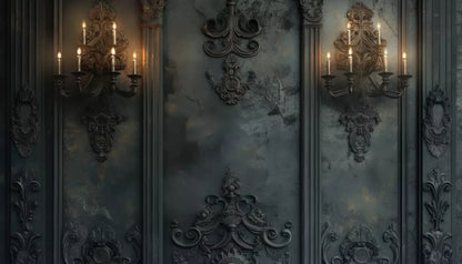 Victorian Gothic Candle Sconces 14’x8’ UltraCloth (168 x 96 inch) Backdrop