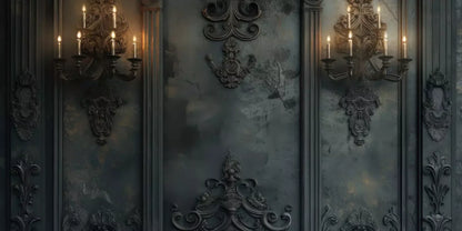 Victorian Gothic Candle Sconces 16’x8’ UltraCloth (192 x 96 inch) Backdrop