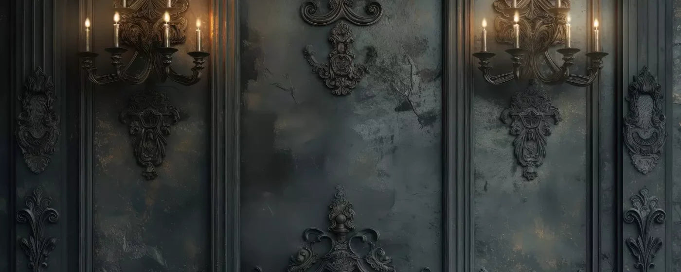 Victorian Gothic Candle Sconces 20’x8’ UltraCloth (240 x 96 inch) Backdrop