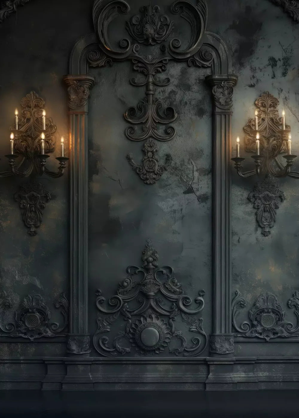 Victorian Gothic Candle Sconces 5’x7’ UltraCloth (60 x 84 inch) Backdrop