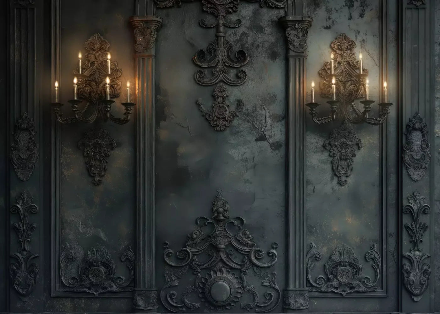 Victorian Gothic Candle Sconces 7’x5’ UltraCloth (84 x 60 inch) Backdrop