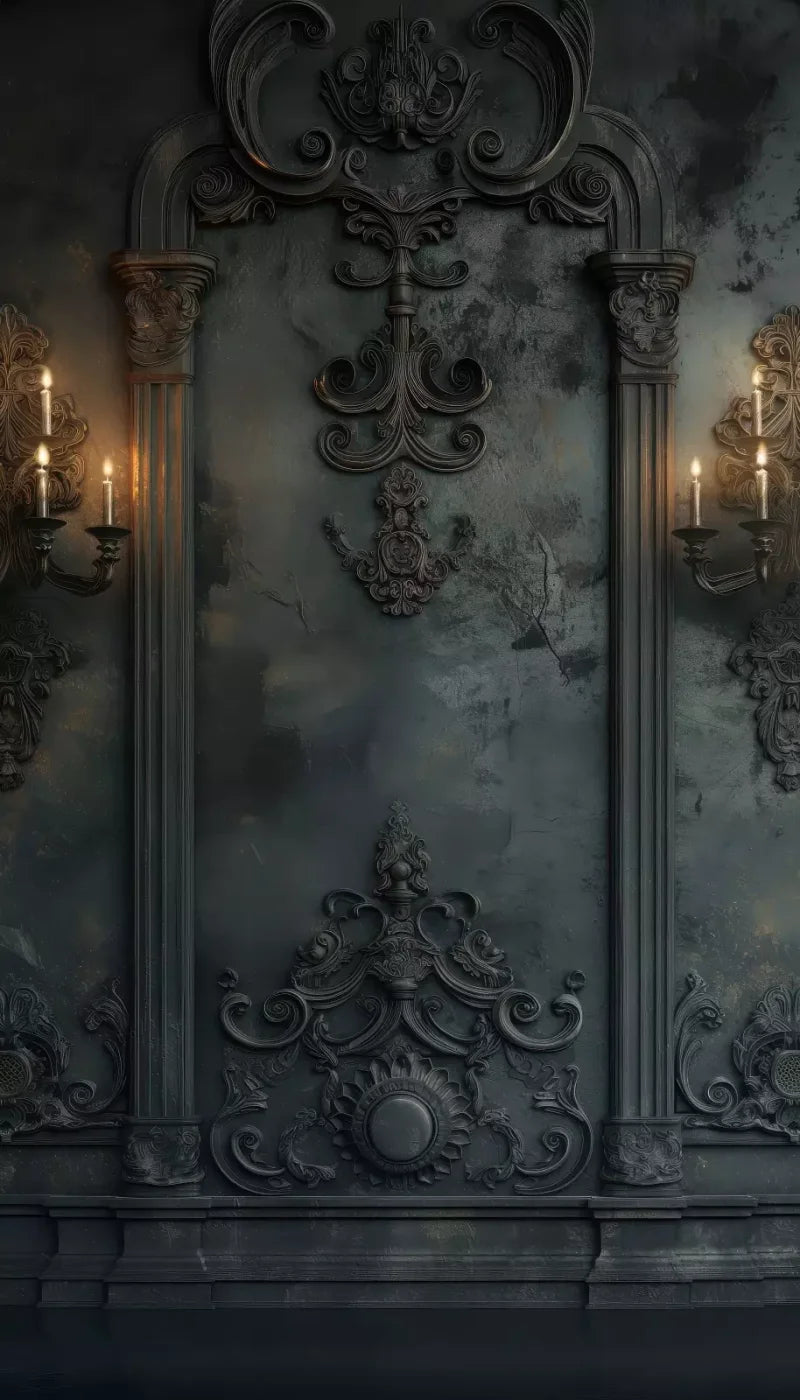 Victorian Gothic Candle Sconces 8’x14’ UltraCloth (96 x 168 inch) Backdrop