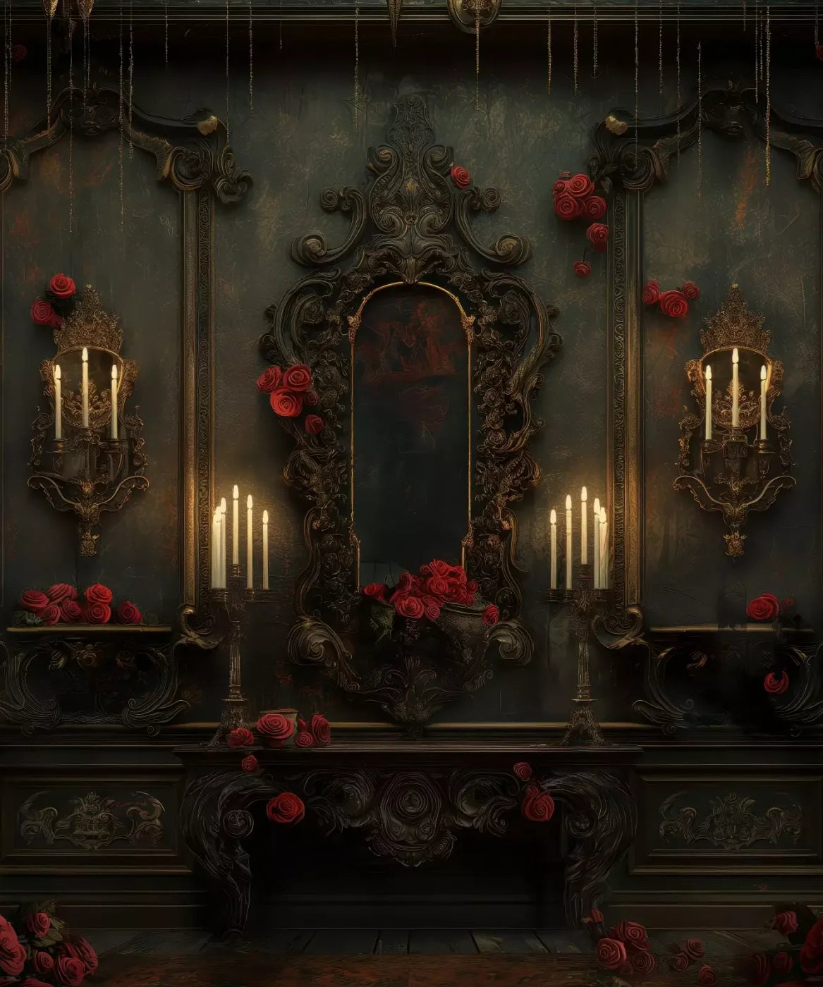 Victorian Gothic Entrance With Candles 10’x12’ UltraCloth (120 x 144 inch) Backdrop