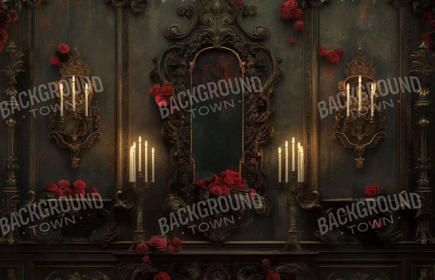 Victorian Gothic Entrance With Candles 14’x9’ UltraCloth (168 x 108 inch) Backdrop