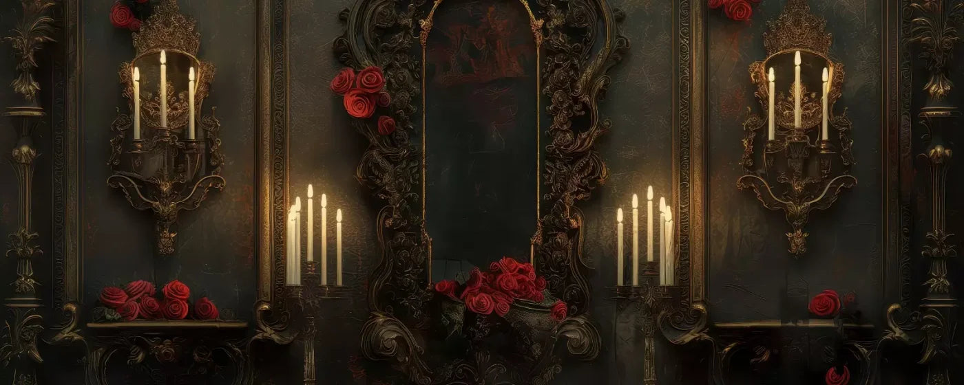 Victorian Gothic Entrance With Candles 20’x8’ UltraCloth (240 x 96 inch) Backdrop