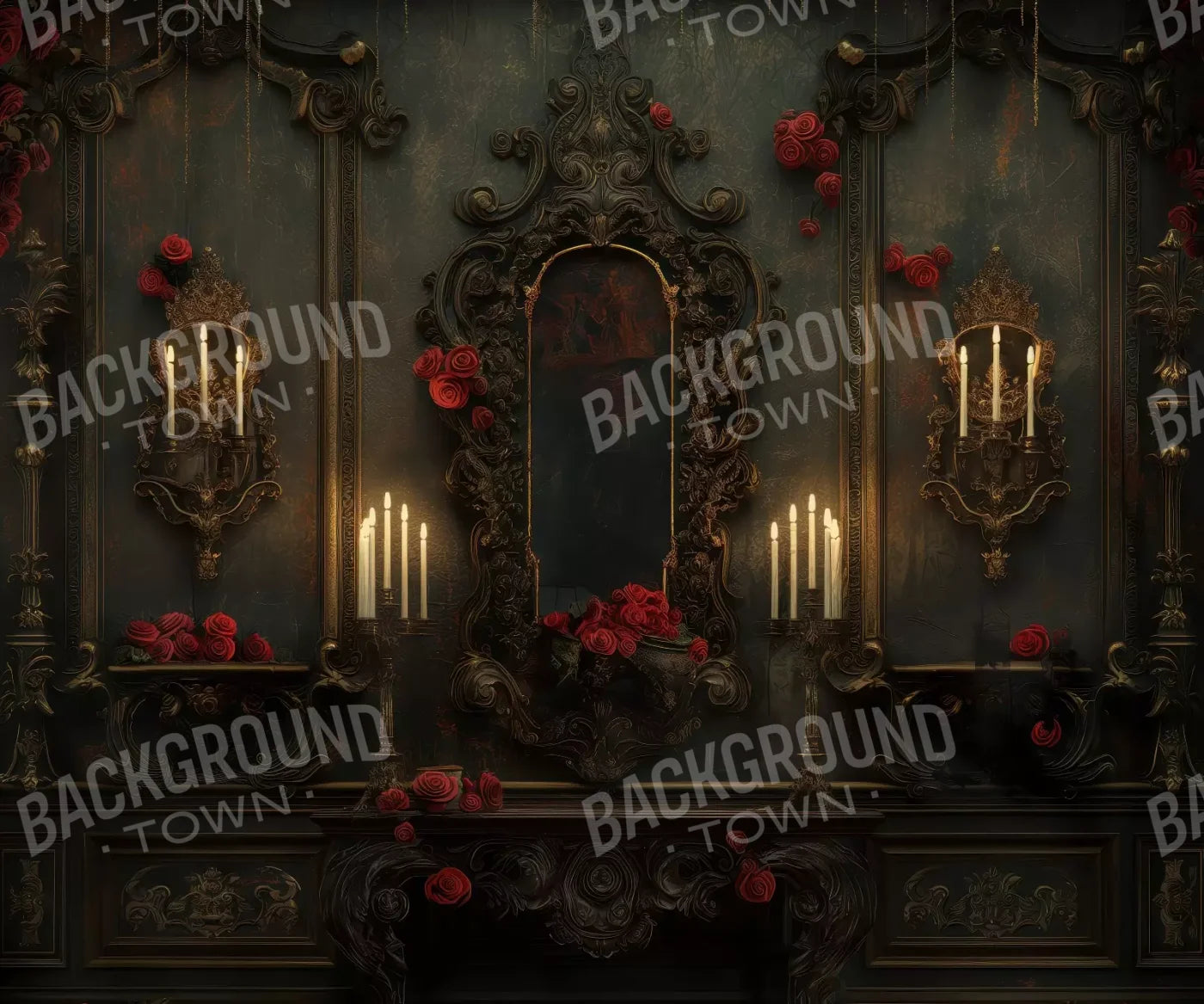 Victorian Gothic Entrance With Candles 5’x4’2 Fleece (60 x 50 inch) Backdrop
