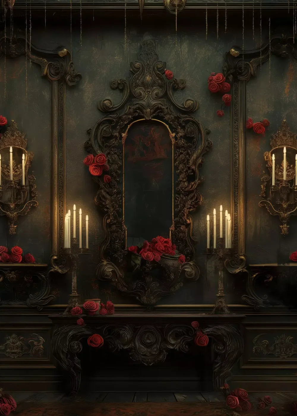 Victorian Gothic Entrance With Candles 5’x7’ UltraCloth (60 x 84 inch) Backdrop