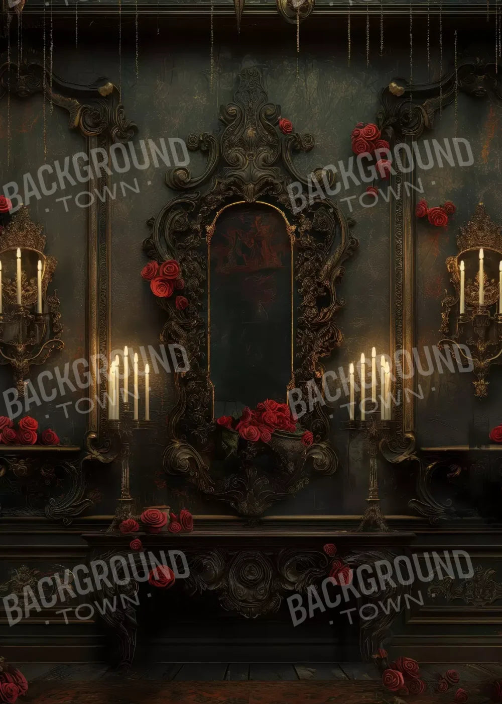 Victorian Gothic Entrance With Candles 5’x7’ UltraCloth (60 x 84 inch) Backdrop