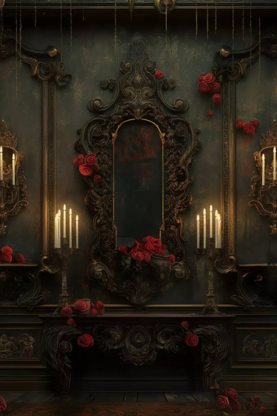 Victorian Gothic Entrance With Candles 8’x12’ UltraCloth (96 x 144 inch) Backdrop