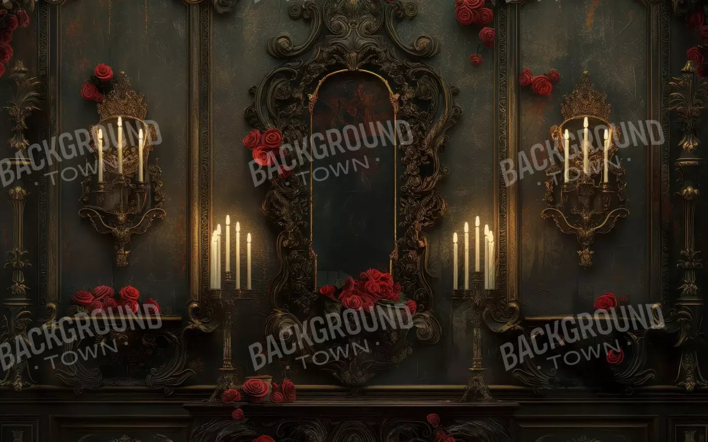 Victorian Gothic Entrance With Candles 8’x5’ UltraCloth (96 x 60 inch) Backdrop